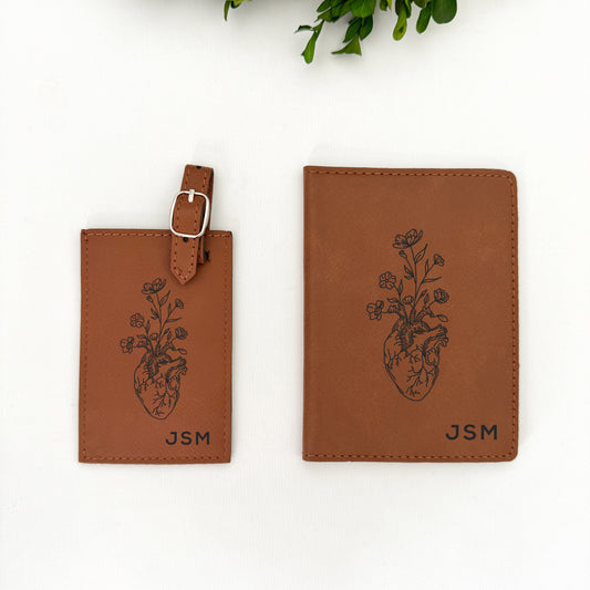 Custom engraved luggage tag and passport cover for Transplant Awareness and Support