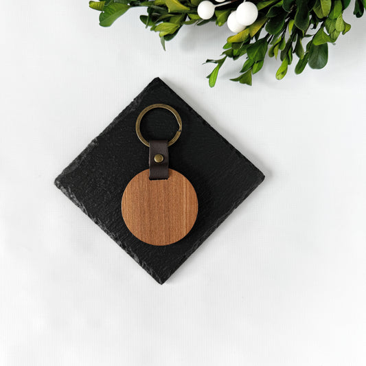 Custom wooden keyfob with leather strap - Personalize Your Brand Identity