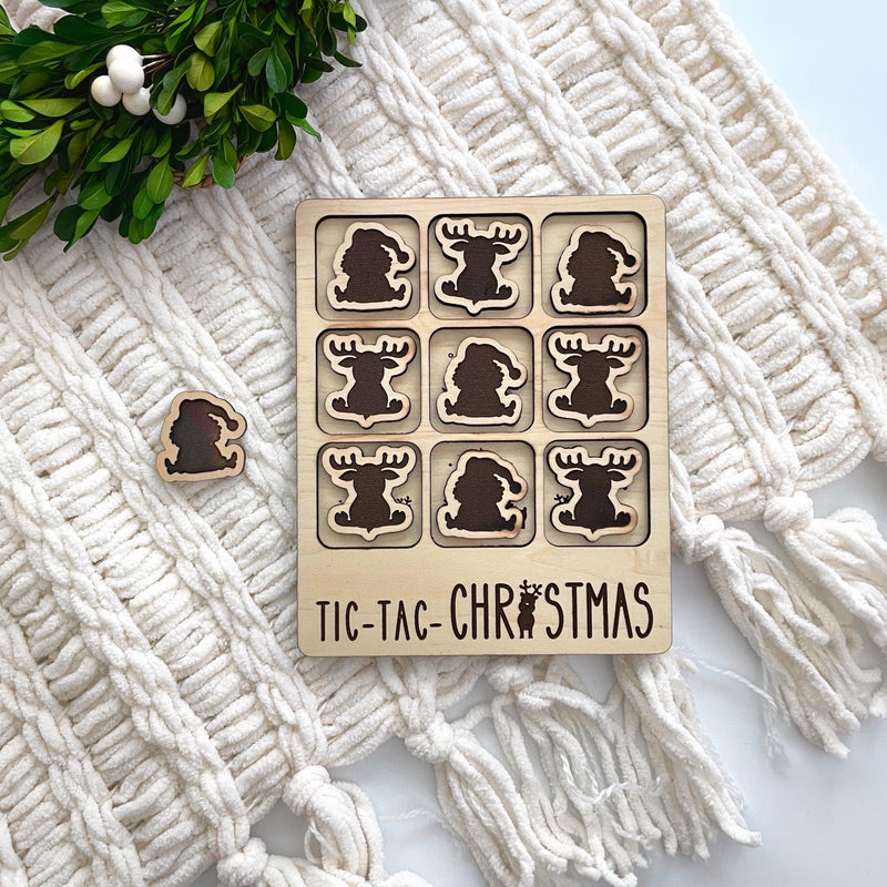 Adorable Christmas Tic Tac Toe, laser cut, personalized