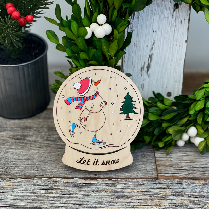 Adorable Skating Snowman in a Snow Globe Gift Card/Money Holder and Christmas Ornament