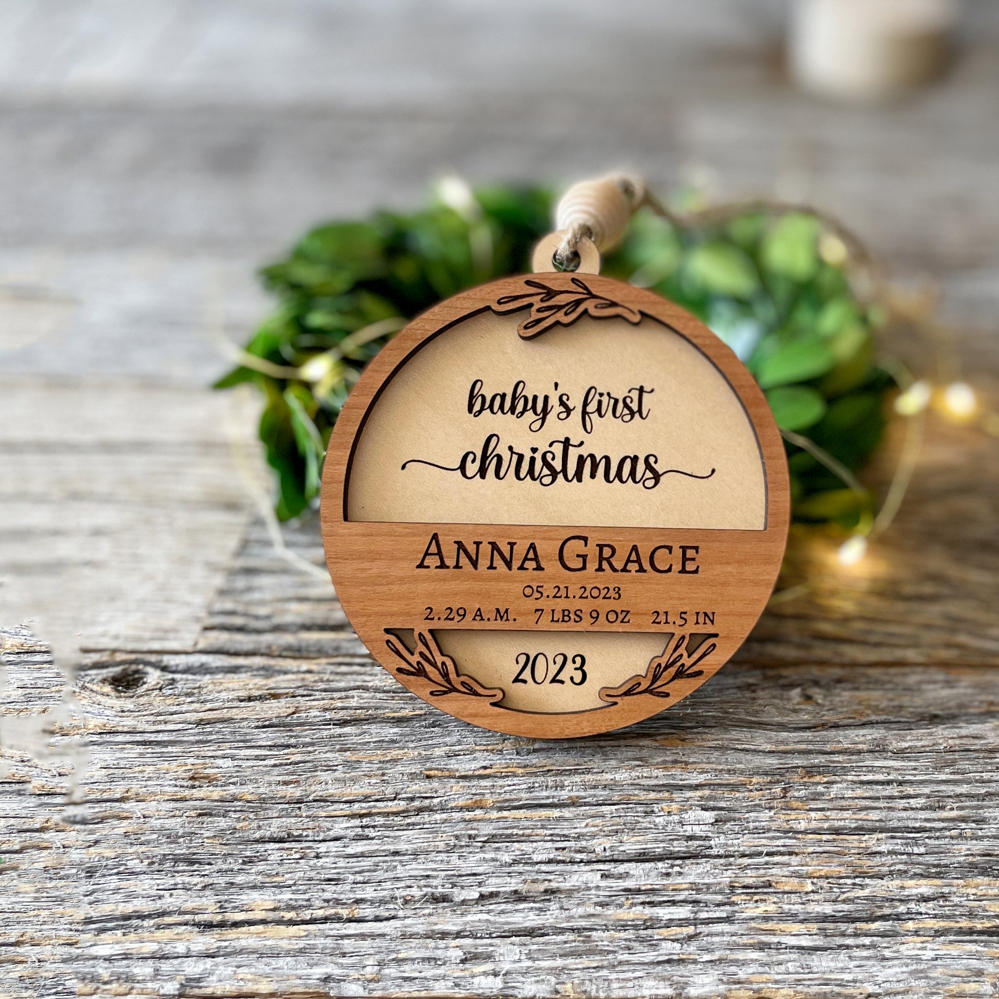 Laser cut file adorable Baby's first Christmas ornament, Custom, Instant download, Glowforge ready