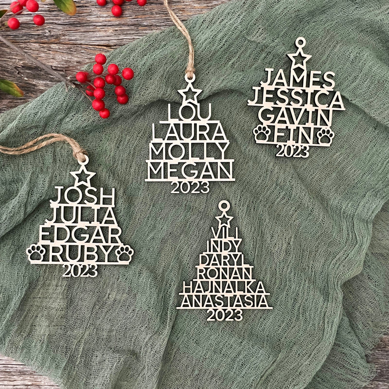 Personalized Family Names Christmas ornament, Christmas tree ornament