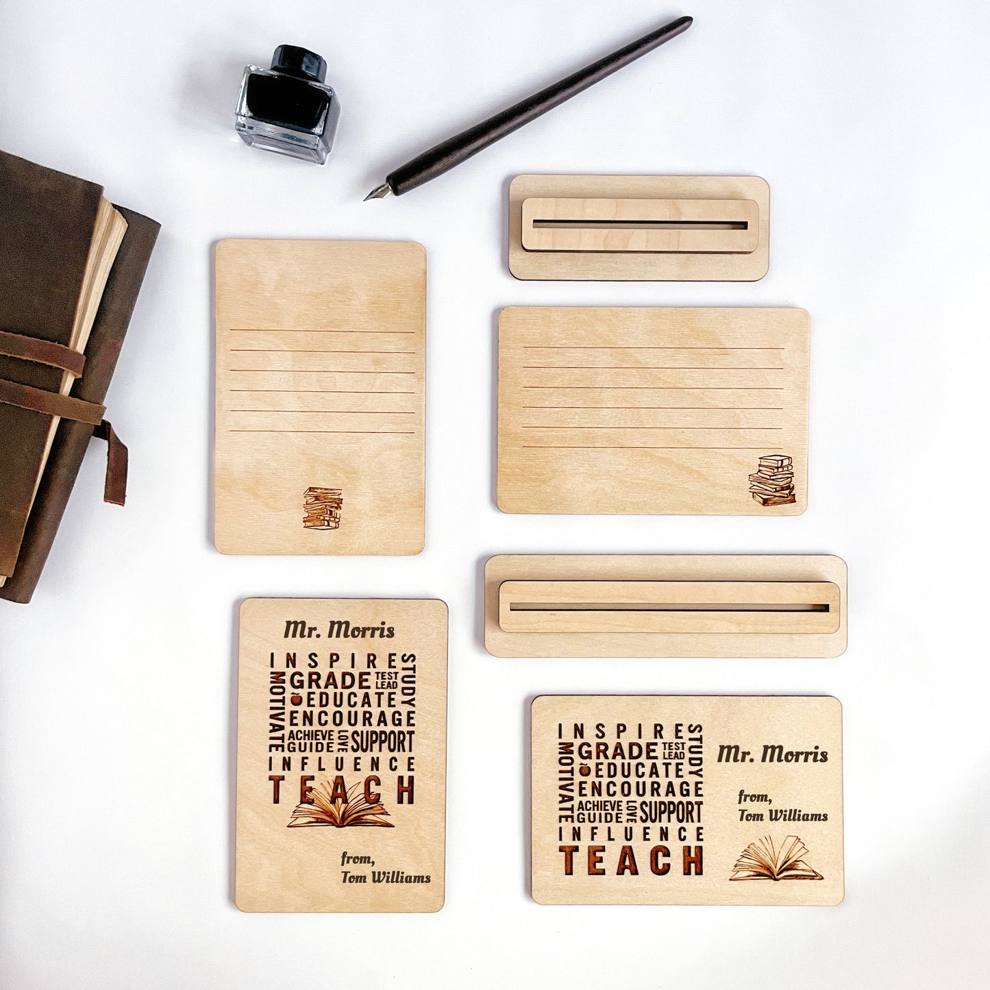 Teach love inspire, Teacher appreciation wood postcards, personalized teacher gift for teachers