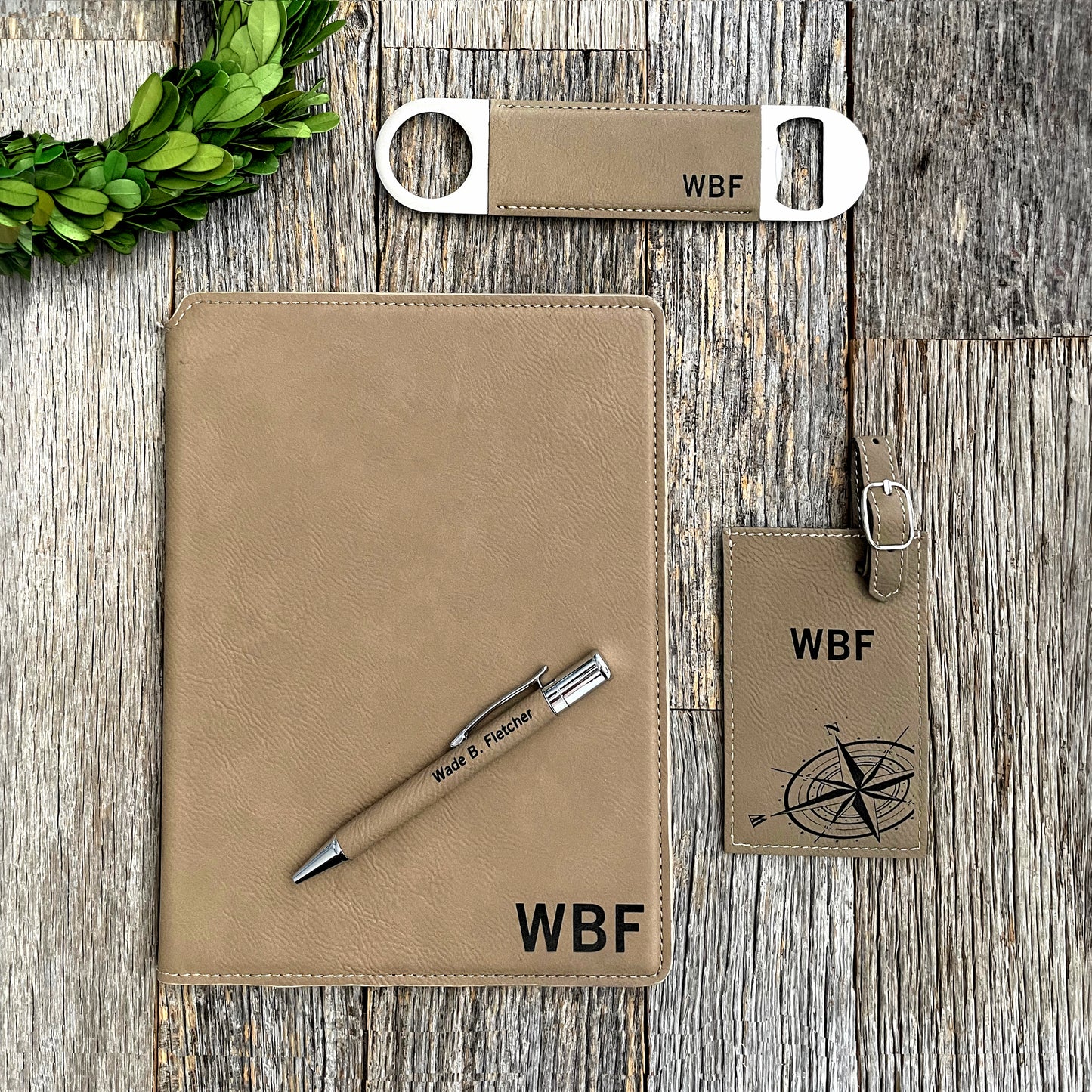 Custom engraved leatherette notebook for Graduates, Guys, Grooms, Father's Day gift