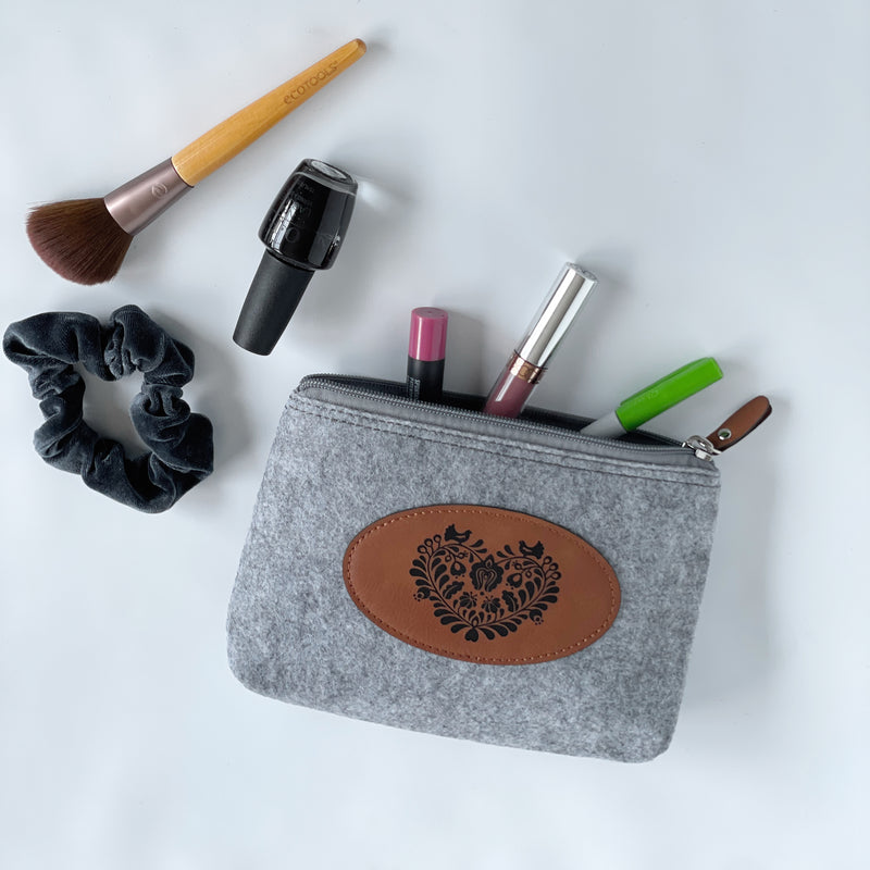 Laser engraved Flannel Makeup Bag, Custom Makeup Bag, Bridemaids Gifts