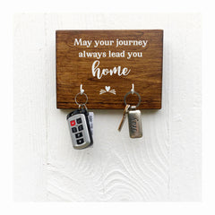 May your journey always bring you home wooden wall sign with 2 hooks, anniversary, wedding, birthday, teacher gift, housewarming gift - Bloom And Anchor