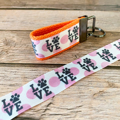 Paw prints love key fob, dog owner gift, key chain, key fob, new driver, keychain, wristlet, pet parent gift, rescue pets