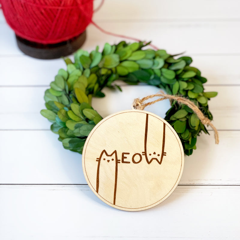 Meow engraved custom cat ornament, Cat Parent gift, ornament for Cat Lovers