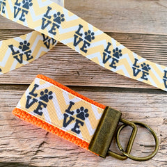 Paw prints LOVE key fob, dog owner gift, key chain, key fob, new driver, keychain, wristlet, pet parent gift, rescue pets