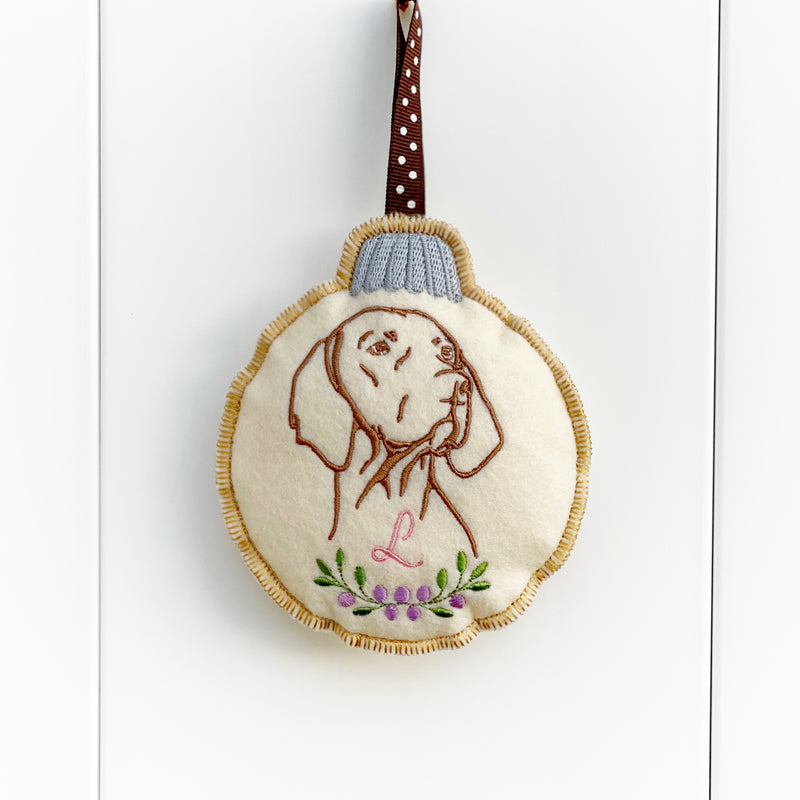 Hungarian Vizsla GIRL pointer dog Felt Embroidery Ornament
