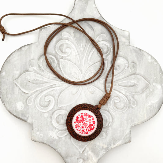 Traditional Hungarian style necklace RED