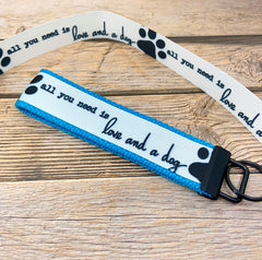 All you need is love and a dog key fob, dog parent, new driver, keychain, wristlet, gift for dog owners, pet parent gift, dog owners key chain - Bloom And Anchor