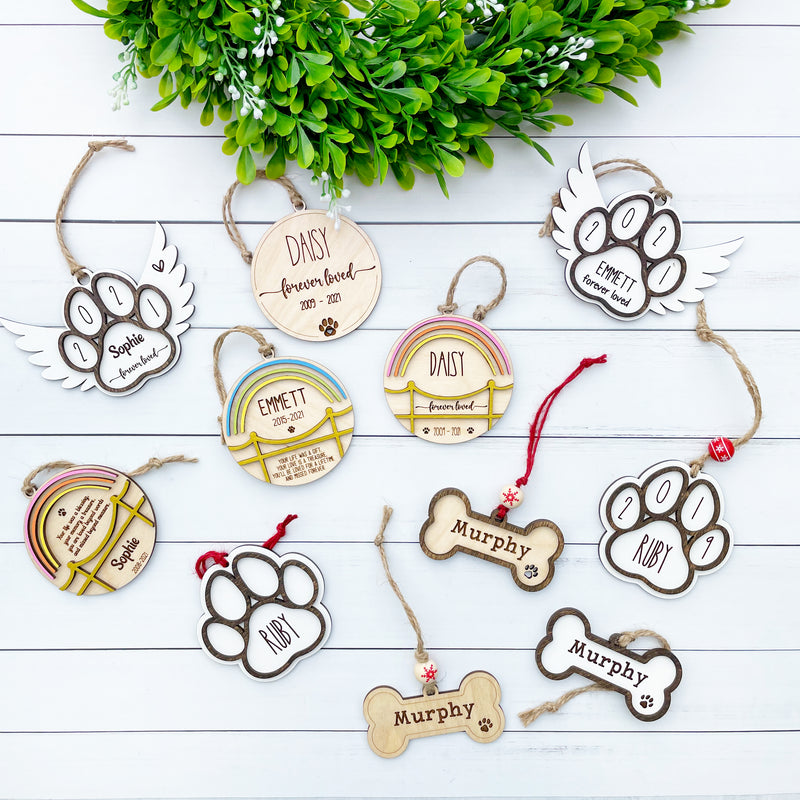 Pet loss engraved custom ornament, loss of pet ornament for pet parents