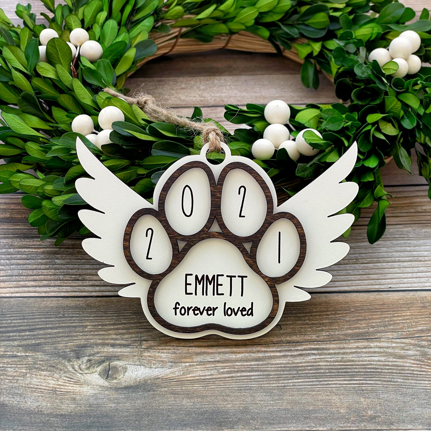 Pet loss engraved custom ornament, angel wings pet ornament, pet memorial
