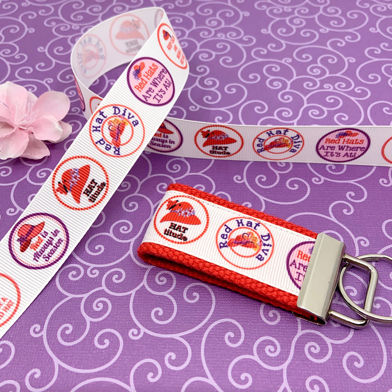 Red Hat key fob, gift for Red Hat Sisters, new driver, keychain, wristlet, key chain, Red Hat Society inspired - Bloom And Anchor