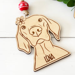 Vizsla ornaments for pet parents, engraved personalized baltic birch or cherry ply wood ornament