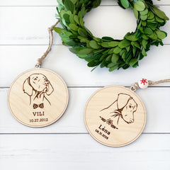 Vizsla ornament for pet parents, engraved personalized wood ornament with DIY option