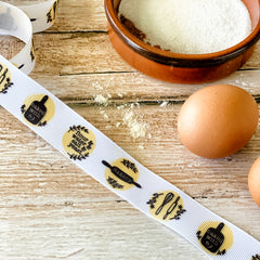 Bread baking ingredients, ribbon by the yard, foodie gift, bakery grosgrain, food lover, food enthusiast, cooks, chefs, bakers