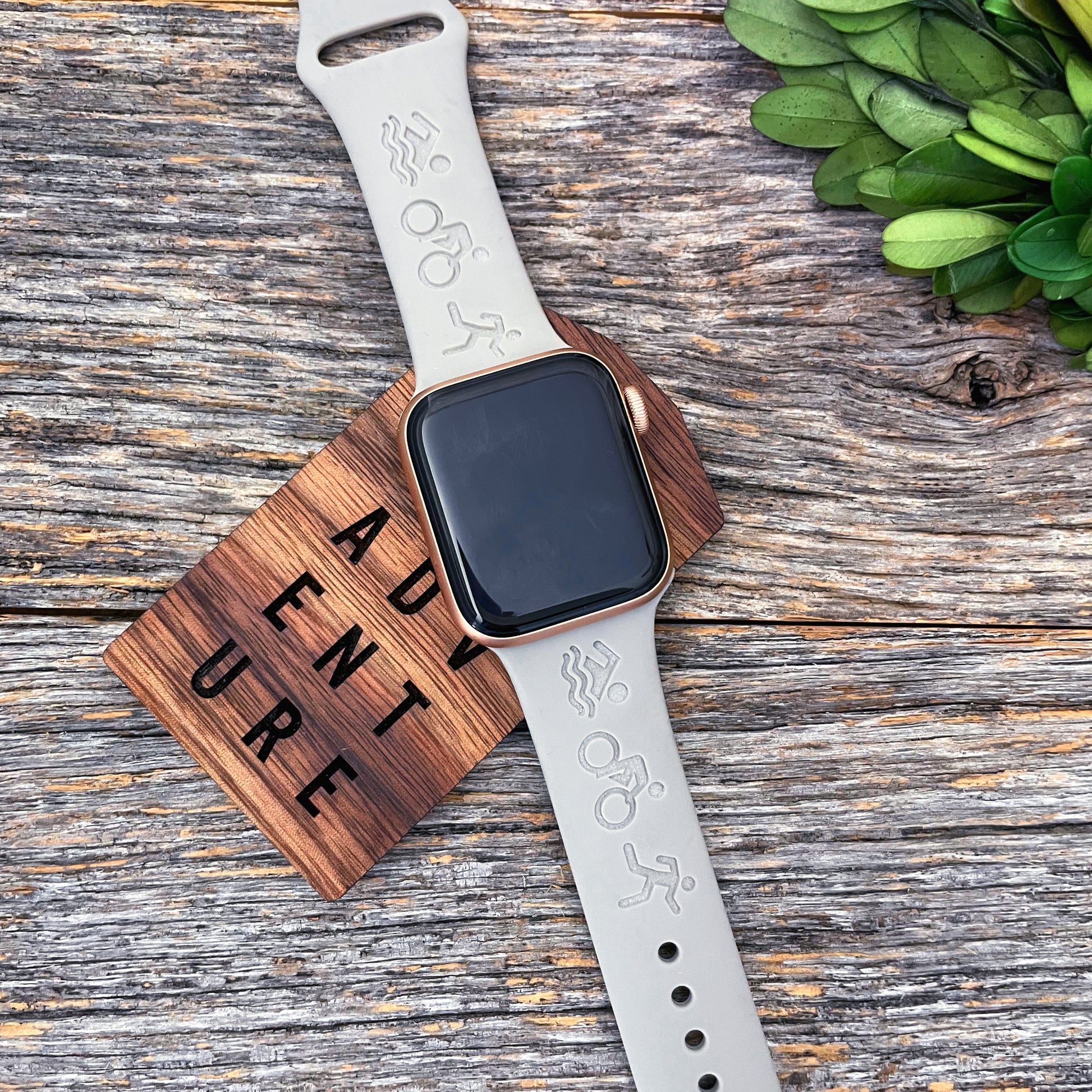 Custom engraved stick figure TRIATHLON Apple Watch band unisex