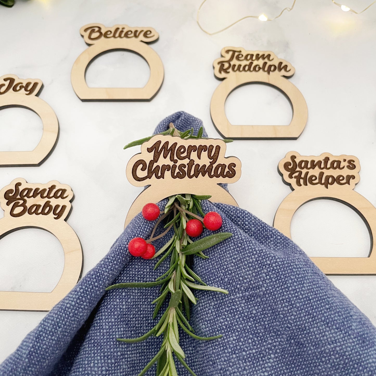Team Rudolph Christmas napkin rings, Christmas table decor, holiday decor, tableware