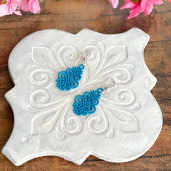 Lovely Hungarian-style lace earrings BLUE