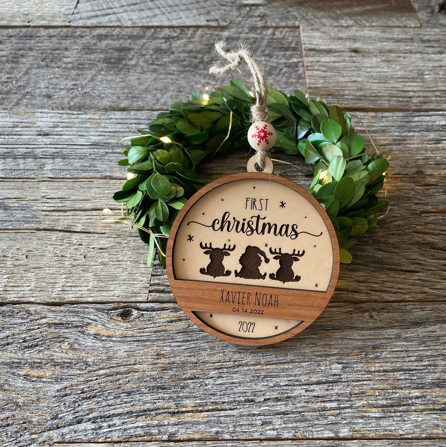 Laser cut file adorable Baby's First Christmas Custom ornament, Instant download, Glowforge ready