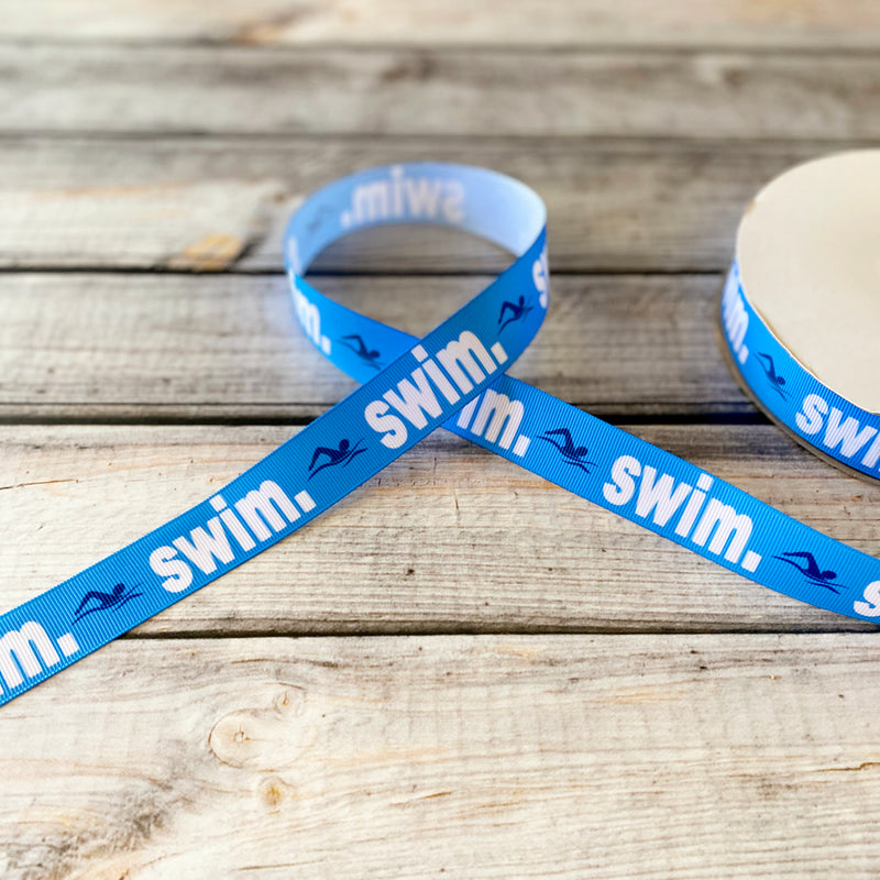 Swim ribbon by the yard, swimming grosgrain ribbon, swimmer, gift for swimmers and swim coaches