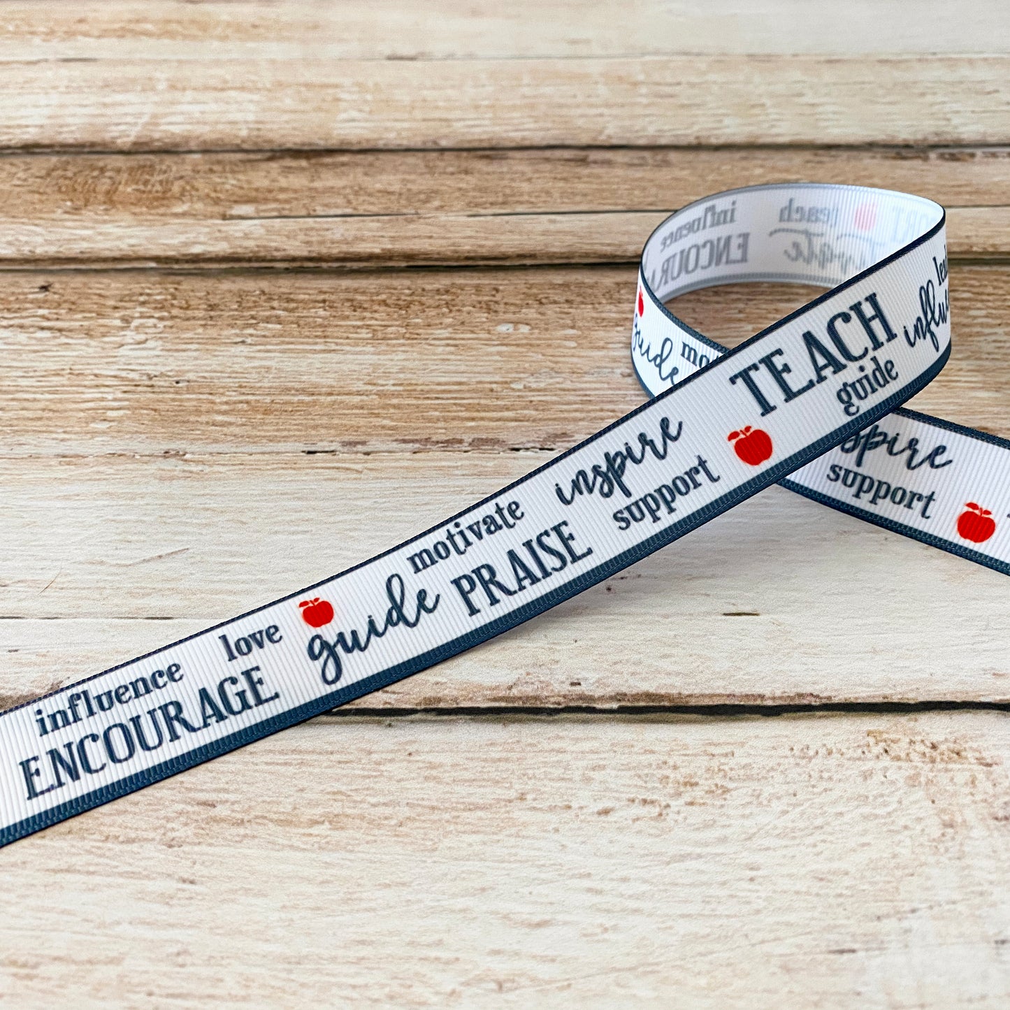 Teach love inspire grosgrain ribbon by the yard