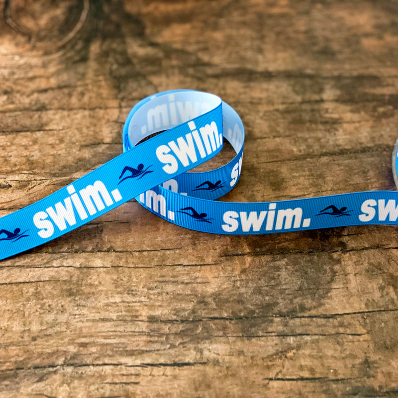 Swim ribbon by the yard, swimming grosgrain ribbon, swimmer, gift for swimmers and swim coaches