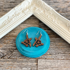 Sea turtle wooden earrings