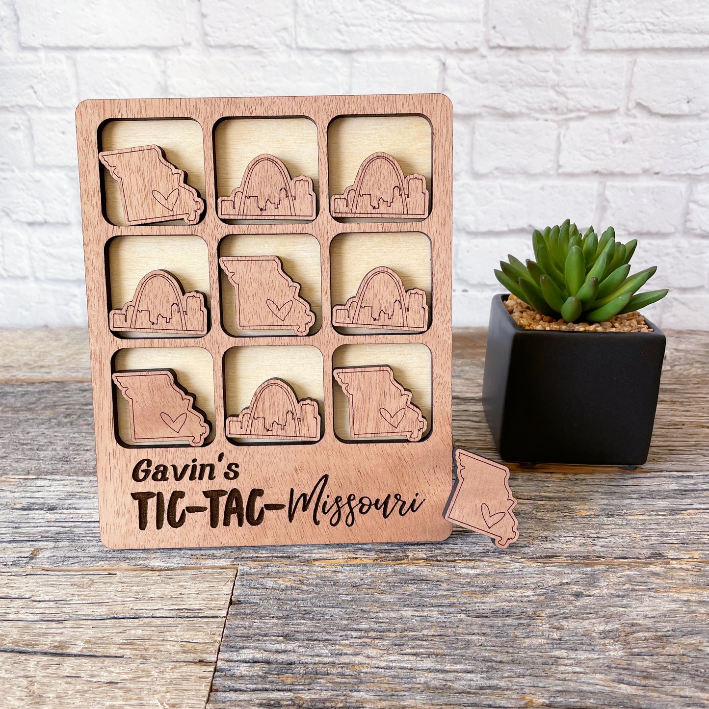 Personalized tic tac toe game, custom wood game