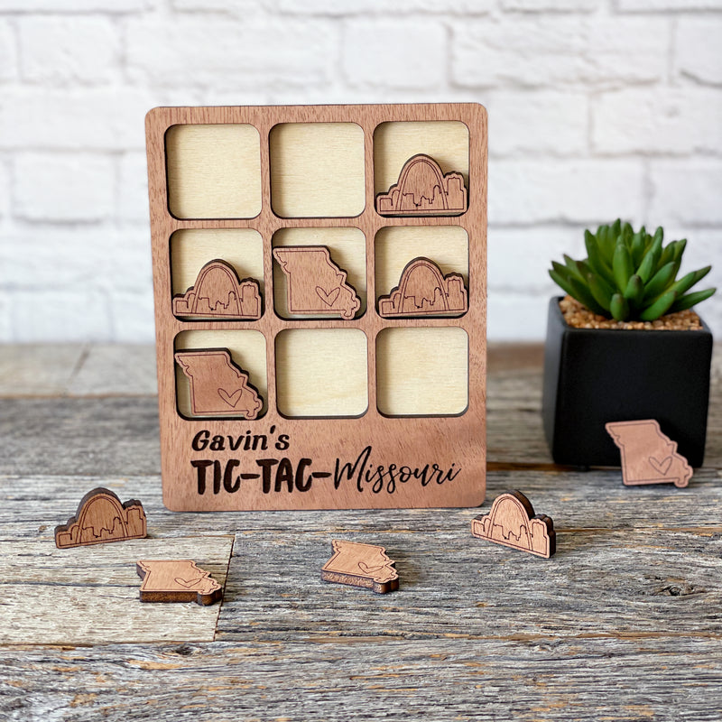 Laser cut Texas Tic Tac Toe game, State Tic Tac Toe game, Texas wooden game