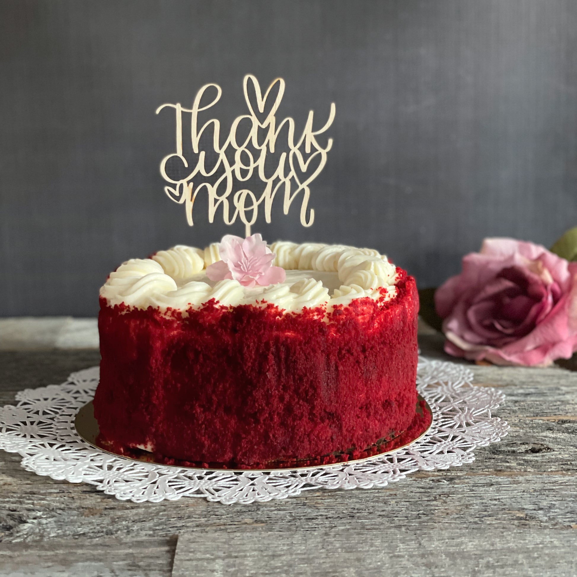 Thank You Mom Custom Cake Topper, Mother's Day cake topper, her birthday
