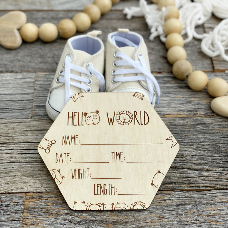 Laser Cut File Birth Announcement, Photo Prop svg, Birth Stats svg, Instant download, Glowforge ready