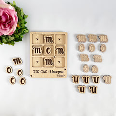 Laser cut I love you Mom, Mum Tic Tac Toe game, tic tac toe for Moms and Mums
