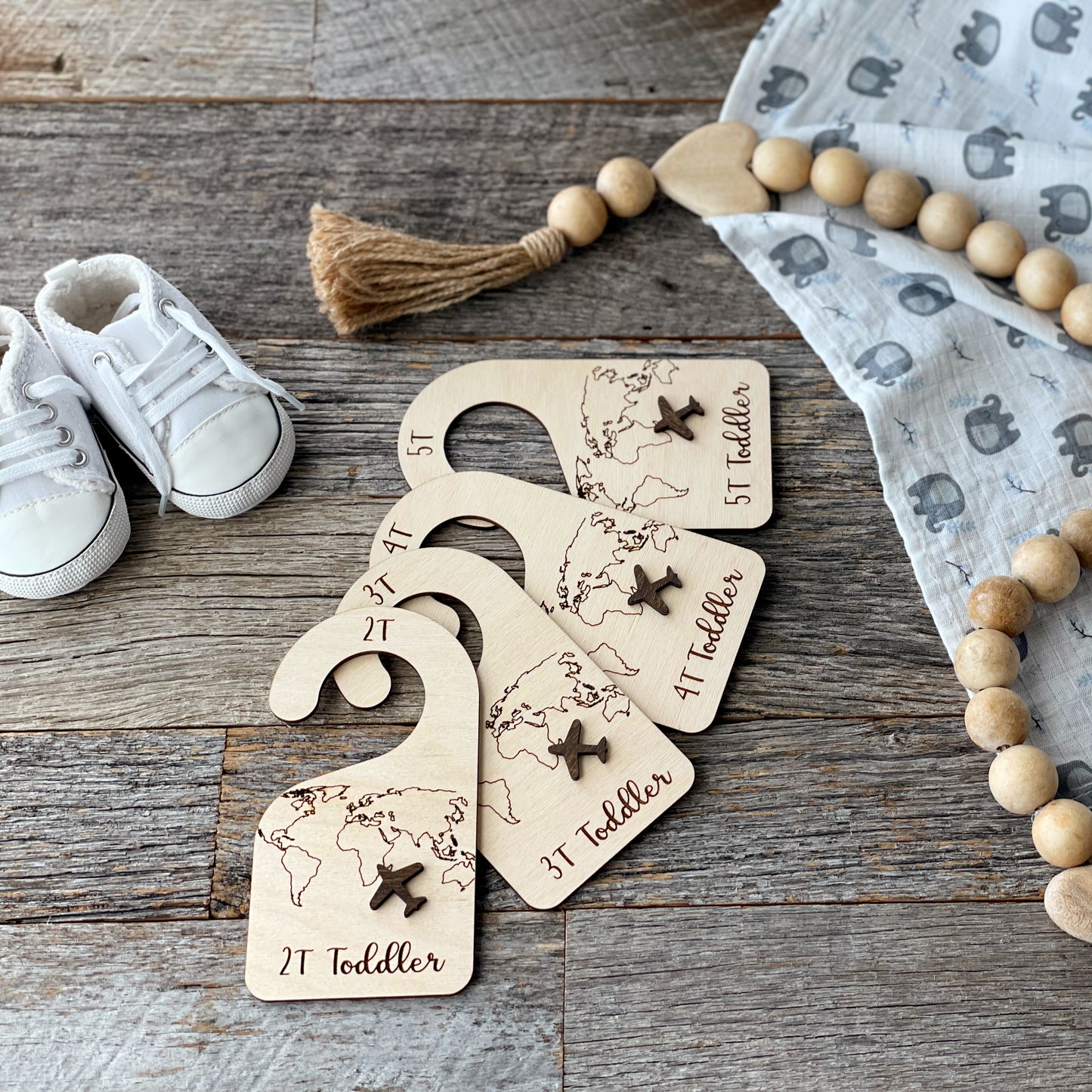 Baby closet dividers, laser engraved nursery clothes dividers