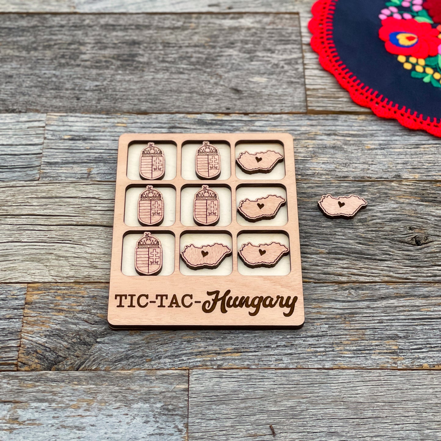 Laser cut Hungary Tic Tac Toe game, Tic Tac Toe game, Hungary wooden game