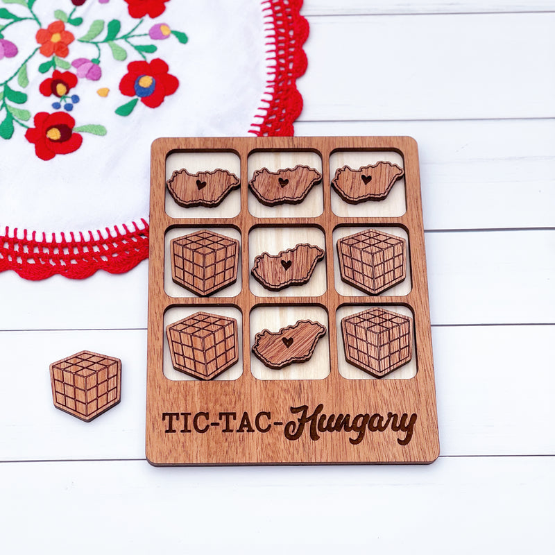Laser cut Hungary Tic Tac Toe game, Puzzle Cube Tic Tac Toe game, Hungary wooden game
