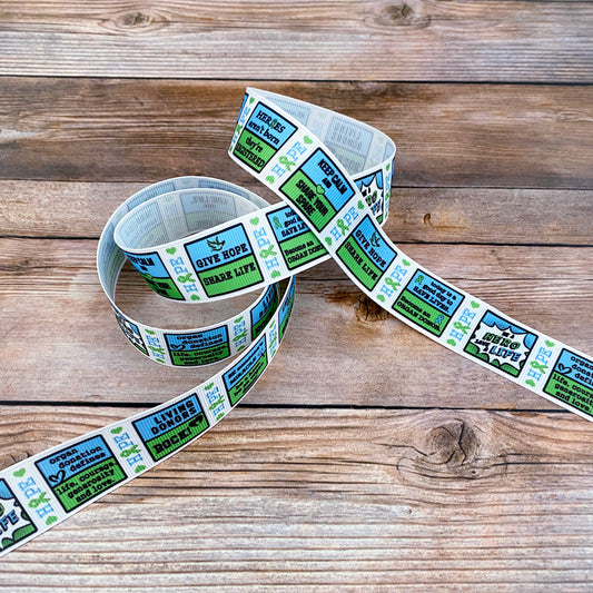Organ donor awareness and support grosgrain ribbon by the yard
