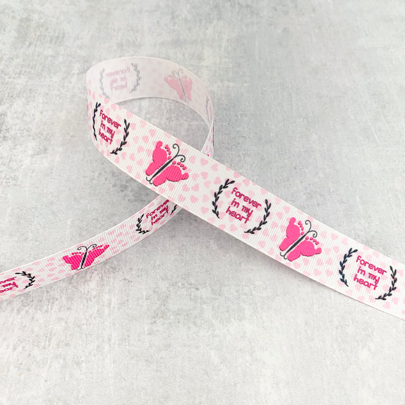 Forever in my heart ribbon by the yard, Baby Girl loss grosgrain, loss of baby grosgrain ribbon