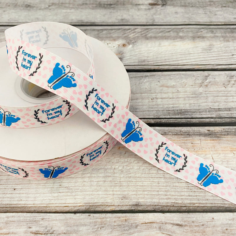 Forever in my heart ribbon by the yard, Baby Boy loss grosgrain, loss of baby grosgrain ribbon