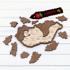 Laser cut Hungary map, Hungary wood puzzle, wood puzzle game