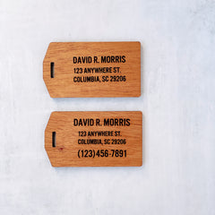 Laser engraved luggage tags for couples, custom wood luggage tags for couples