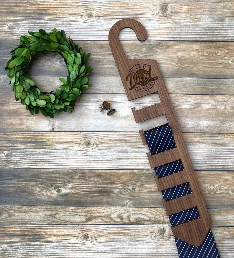 Custom engraved wood tie hanger, unique Gifts for Guys, Best Dad, Father's day