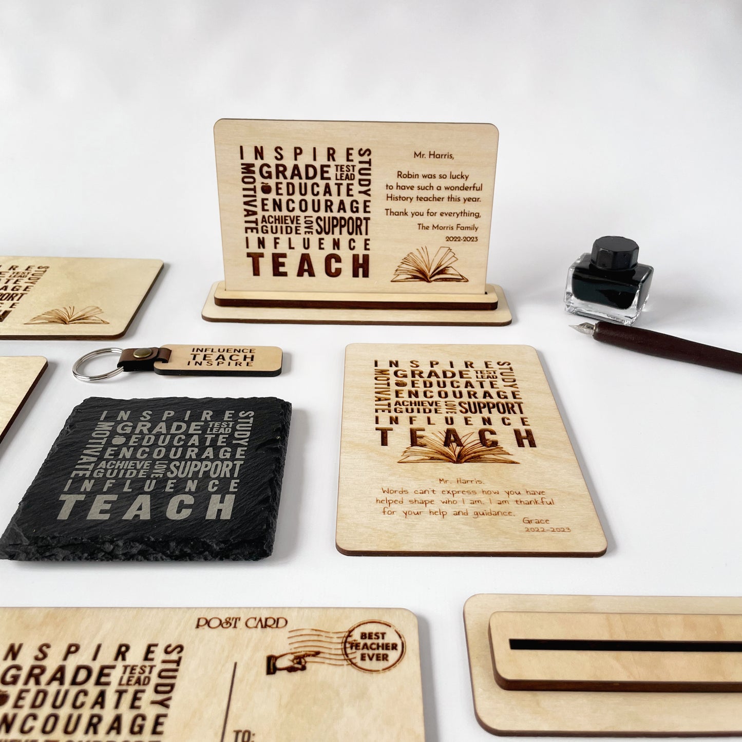 Teach love inspire, Teacher appreciation wood cards, personalized teacher gift for male teachers