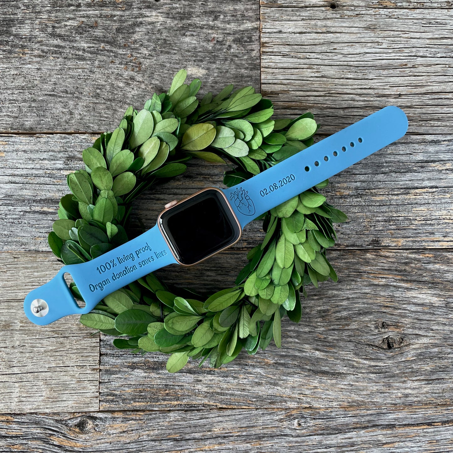 Custom engraved Apple Watch band for Heart Transplant Recipients