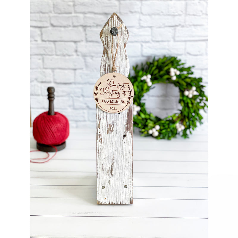 Our first Christmas new address custom engraved ornament for Couples