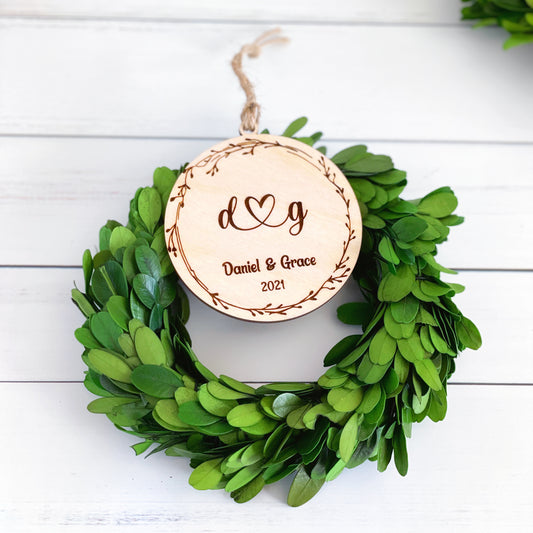 Custom engraved keepsake ornament for Couples