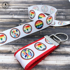 Rainbow Pride key fob, LGBTQ key fob, Rainbow LOVE key chain, Love is love, Born this way Key fob, new driver, exclusive design, wristlet, Gay Pride, Equal Love - Bloom And Anchor