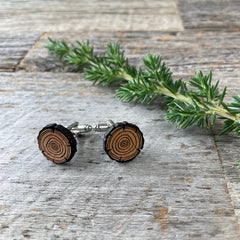 Engraved wood cufflinks, tree rings cufflinks, unique Gifts for Guys